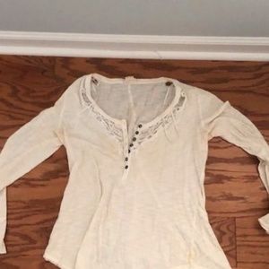 White Lace Cut Out Long Sleeve Shirt